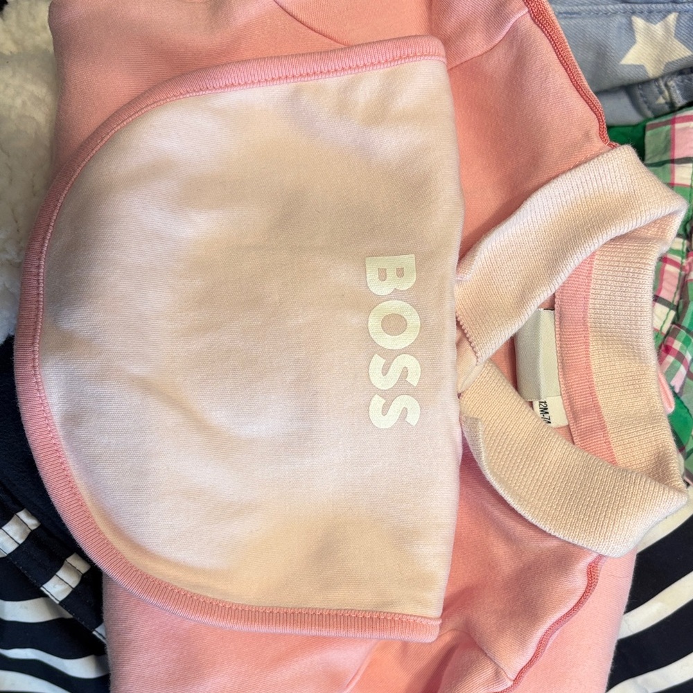Boss Light Pink Baby overall  and bib set
